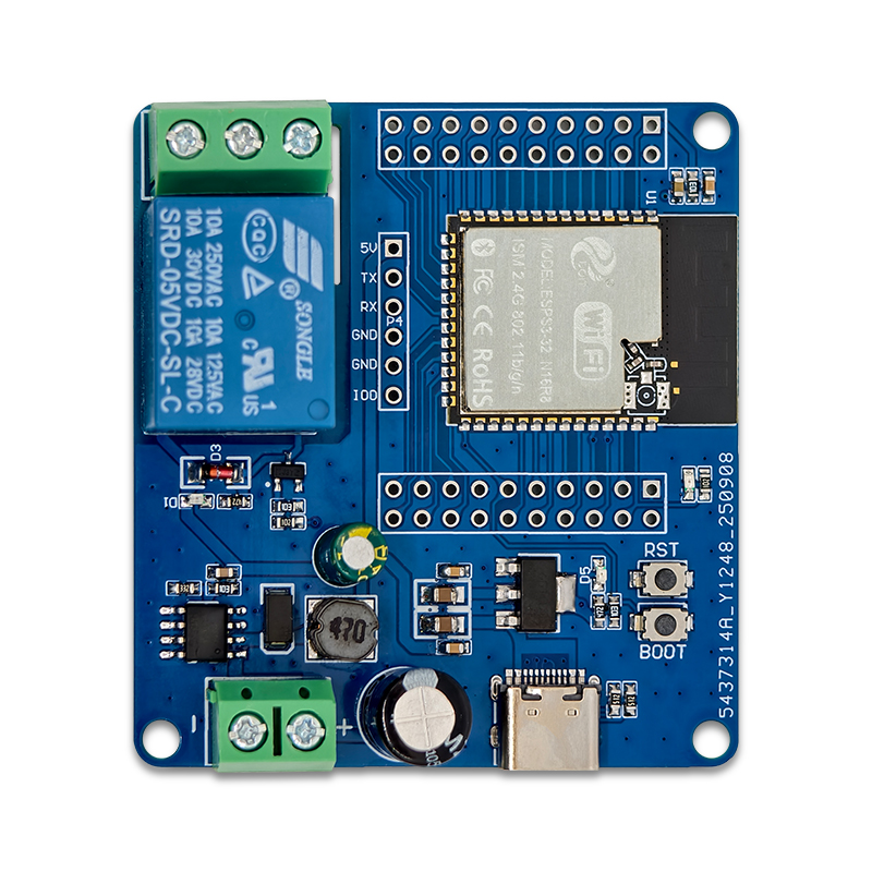 DC5-60V供电 ESP32-S3 WIFI蓝牙单路继电器模块
