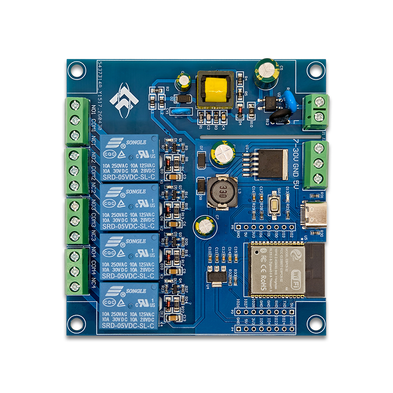 AC/DC供电 ESP32-C5 WiFi6 蓝牙BLE四路继电器模
