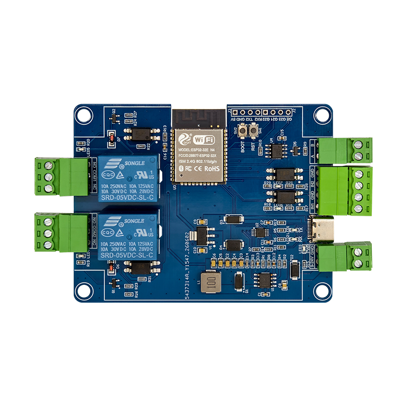 ESP32 Modbus 双路继电器 RS485 2输入2输出光耦
